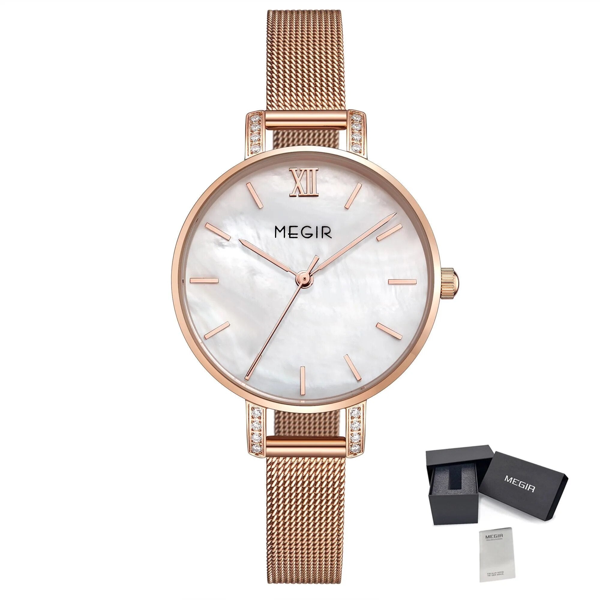 MEGIR Fashion Quartz Women Bracelet Watches Luxury Casual Ladies Dress Clock Female Steel Mesh Band Wristwatch Relogio Feminino 7002