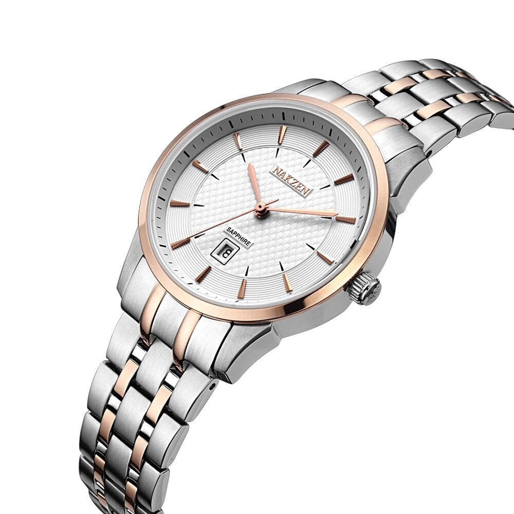 NAKZEN Top Luxury Brand Men's Watches Waterproof Quartz Stainless Steel Watch Rose Gold Watches Male Clock Relogio Masculino 4009