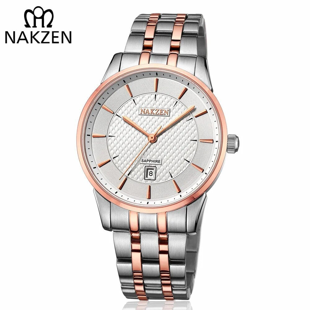 NAKZEN Top Luxury Brand Men's Watches Waterproof Quartz Stainless Steel Watch Rose Gold Watches Male Clock Relogio Masculino 4009