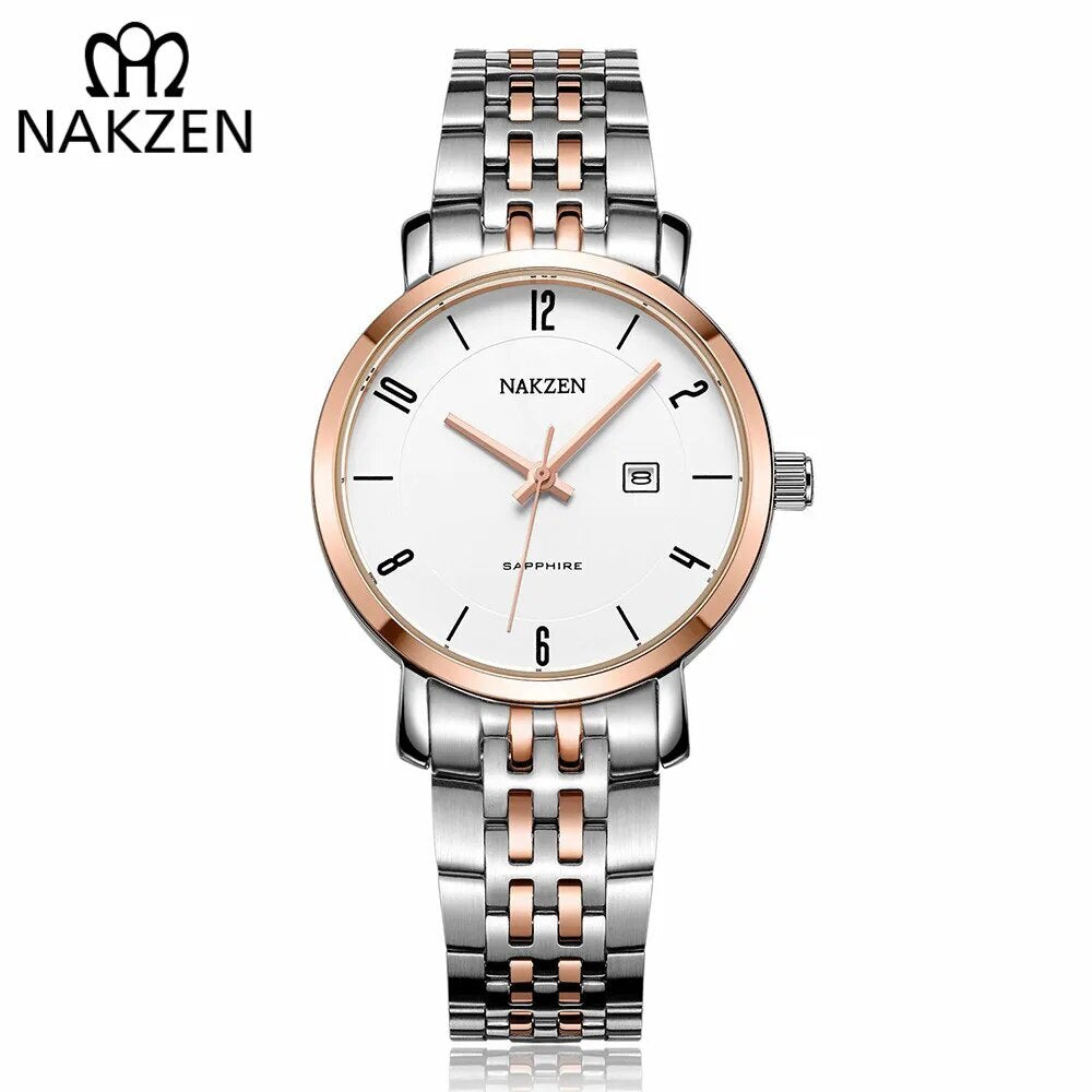 NAKZEN Luxury Tops Brand Women Quartz Wrist watch Ladies Full Steel Waterproof Watches Female Sapphire Designer Dress Watches 4033