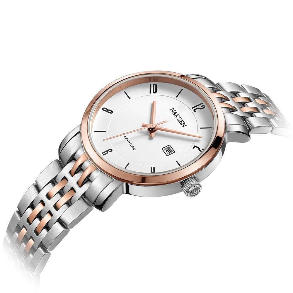 NAKZEN Luxury Tops Brand Women Quartz Wrist watch Ladies Full Steel Waterproof Watches Female Sapphire Designer Dress Watches 4033