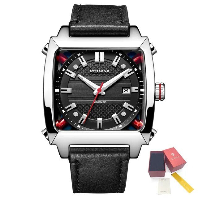 RUIMAS Men's Watches Luxury Automatic Mechanical Wrist Watches Calendar Sapphire Leather Chronograph for Man Reloj Hombre 6763