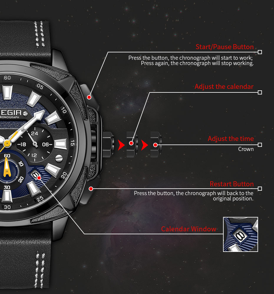 MEGIR Relogio Masculino Watches Men Fashion Leather Band Sports Military Watches Luxury Quartz Business Wristwatch Reloj Hombre 2128