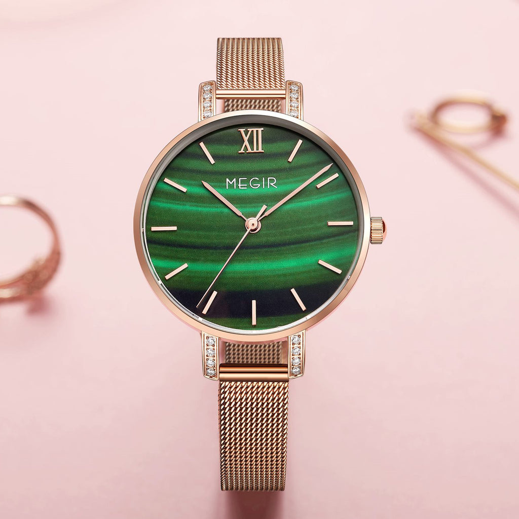 MEGIR Fashion Quartz Women Bracelet Watches Luxury Casual Ladies Dress Clock Female Steel Mesh Band Wristwatch Relogio Feminino 7002