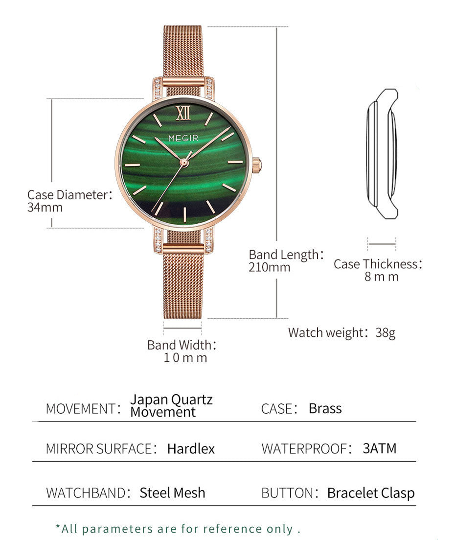 MEGIR Fashion Quartz Women Bracelet Watches Luxury Casual Ladies Dress Clock Female Steel Mesh Band Wristwatch Relogio Feminino 7002