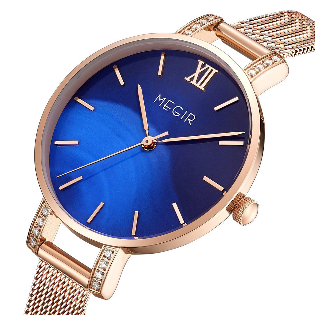MEGIR Fashion Quartz Women Bracelet Watches Luxury Casual Ladies Dress Clock Female Steel Mesh Band Wristwatch Relogio Feminino 7002