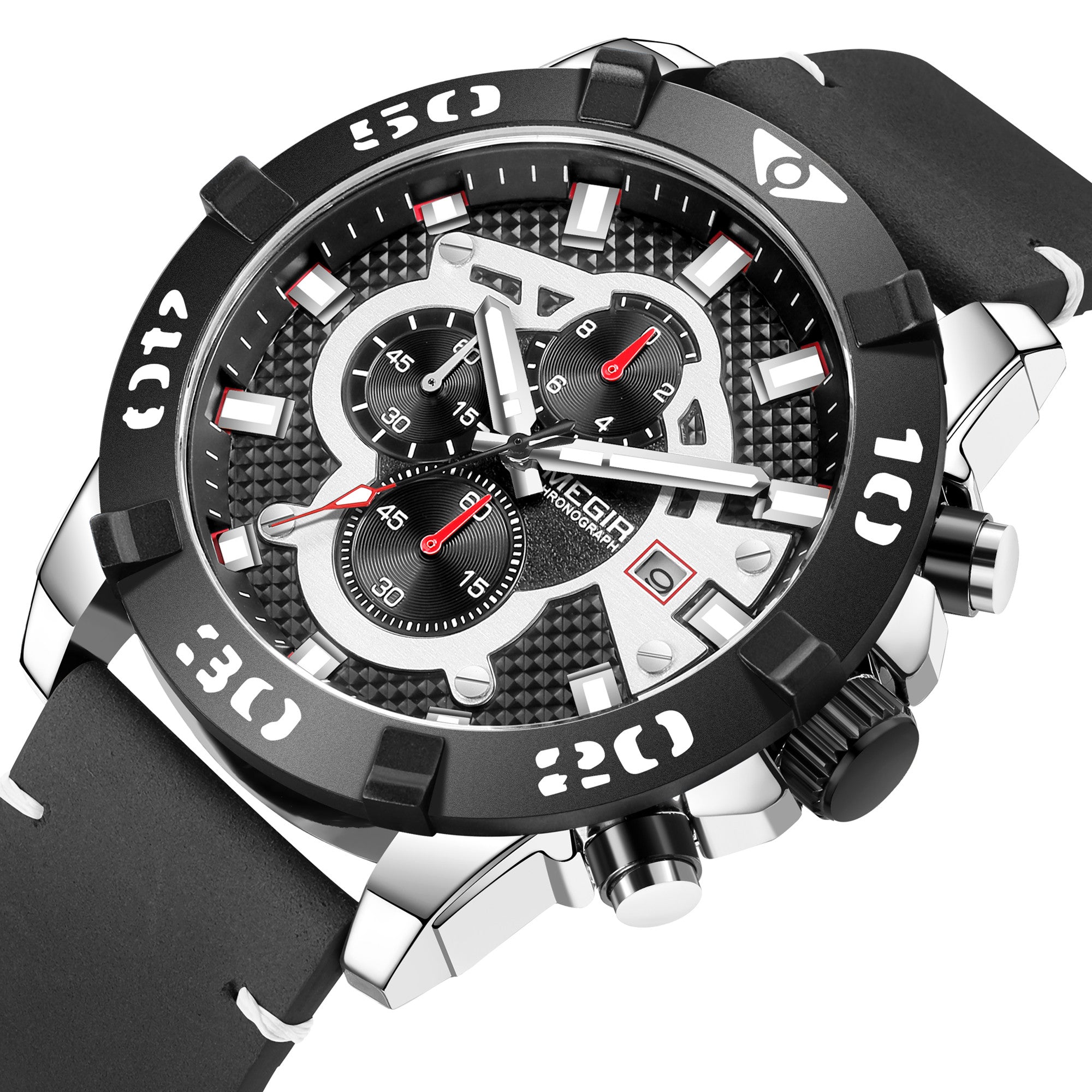 MEGIR Men Watches Fashion Luxury Big Dial Sports Watches Waterproof Quartz Wristwatch Chronograph Man Casual Luminous Clock 2136