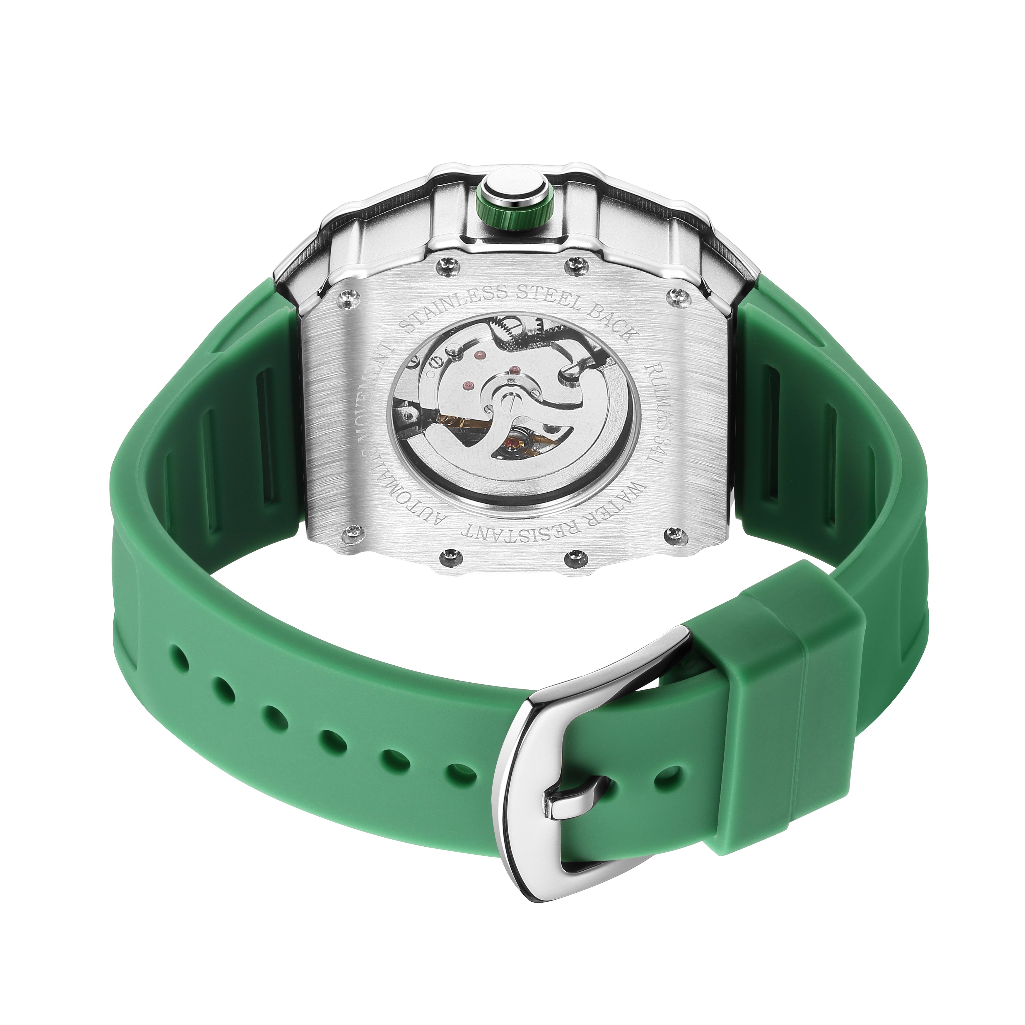 RUIMAS Luxury Watch Men Fashion Automatic Mechanical Watches Clock Silicone Strap Sport Casual Wristwatch Big Dial Reloj Hombre 341