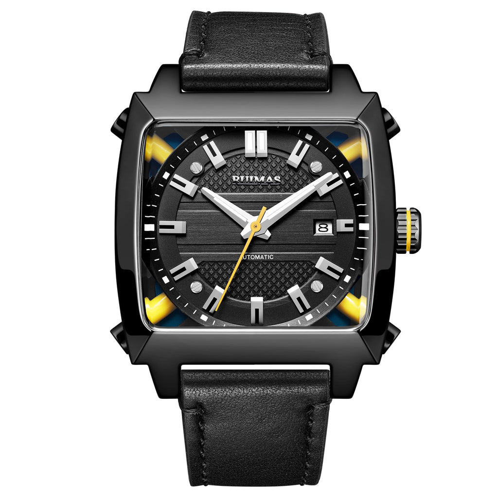 RUIMAS Men's Watches Luxury Automatic Mechanical Wrist Watches Calendar Sapphire Leather Chronograph for Man Reloj Hombre 6763