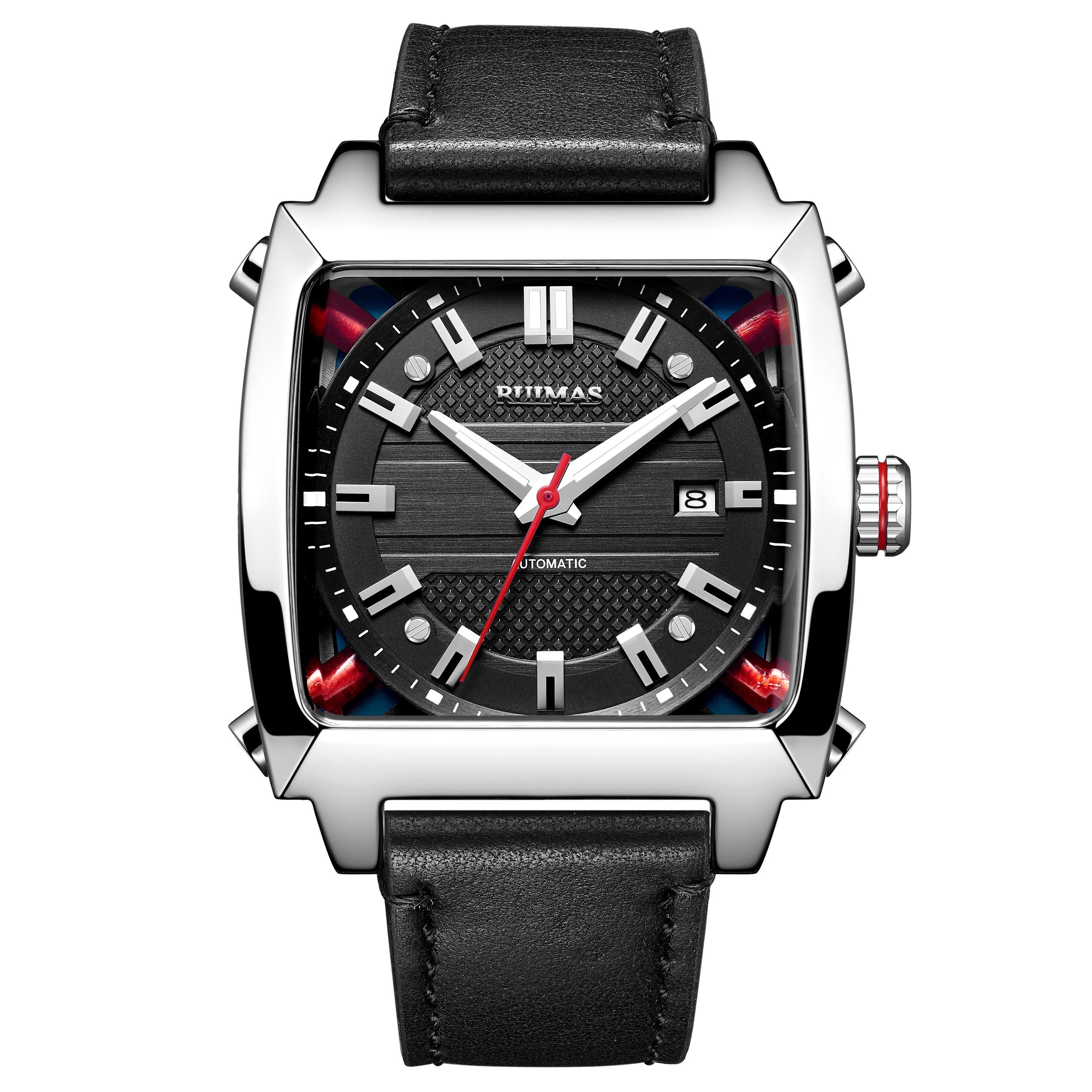 RUIMAS Men's Watches Luxury Automatic Mechanical Wrist Watches Calendar Sapphire Leather Chronograph for Man Reloj Hombre 6763