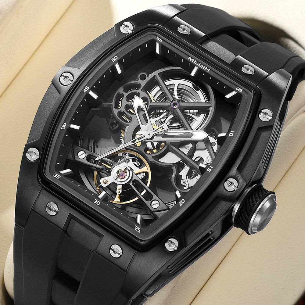 MEGIR Original Fashion Men Watches Automatic Mechanical Watch Steel Case Sport Skeleton Dial Wristwatch Waterproof Clock Reloj Hombre 2242