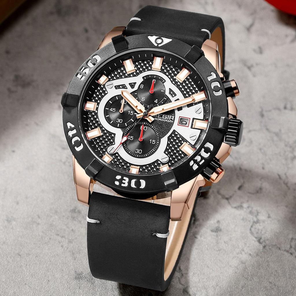 MEGIR Men Watches Fashion Luxury Big Dial Sports Watches Waterproof Quartz Wristwatch Chronograph Man Casual Luminous Clock 2136