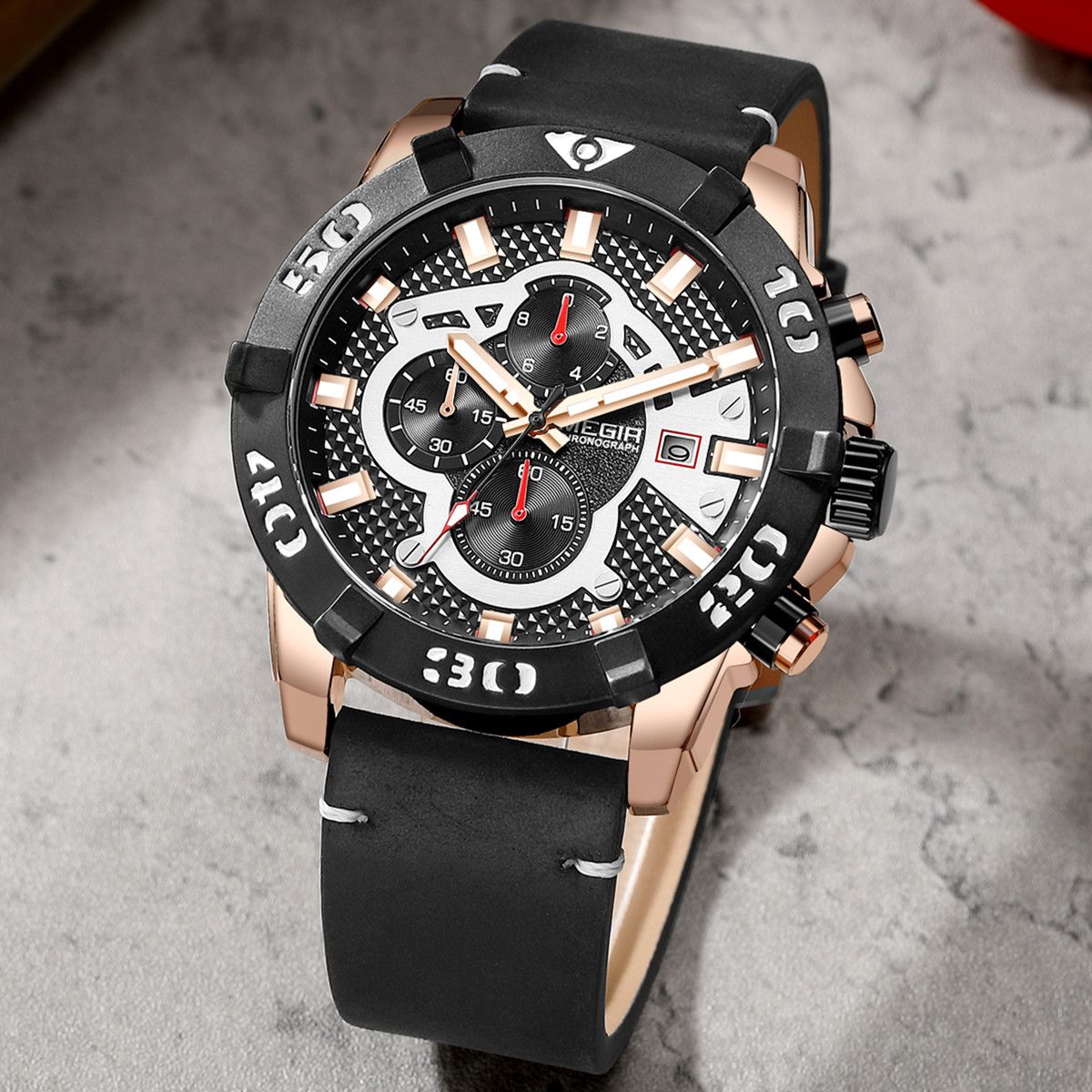 MEGIR Men Watches Fashion Luxury Big Dial Sports Watches Waterproof Quartz Wristwatch Chronograph Man Casual Luminous Clock 2136