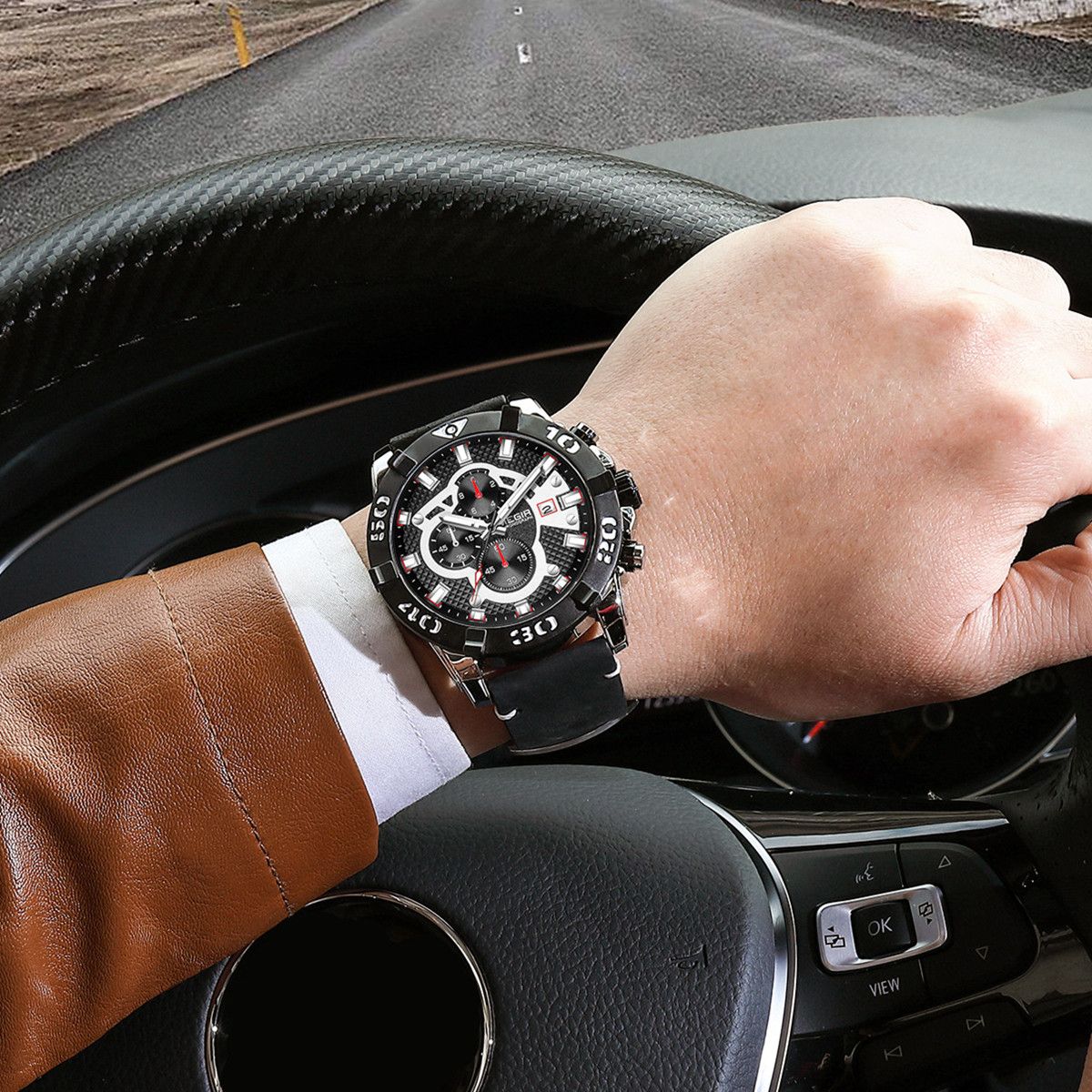 MEGIR Men Watches Fashion Luxury Big Dial Sports Watches Waterproof Quartz Wristwatch Chronograph Man Casual Luminous Clock 2136