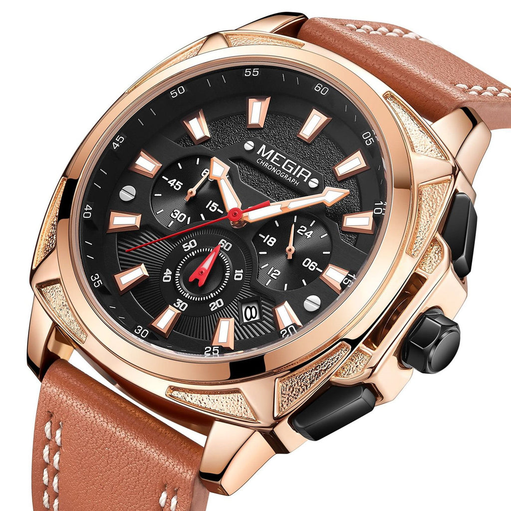 MEGIR Relogio Masculino Watches Men Fashion Leather Band Sports Military Watches Luxury Quartz Business Wristwatch Reloj Hombre 2128