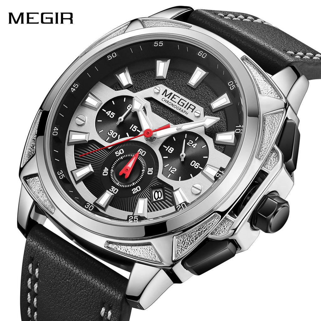 MEGIR Relogio Masculino Watches Men Fashion Leather Band Sports Military Watches Luxury Quartz Business Wristwatch Reloj Hombre 2128