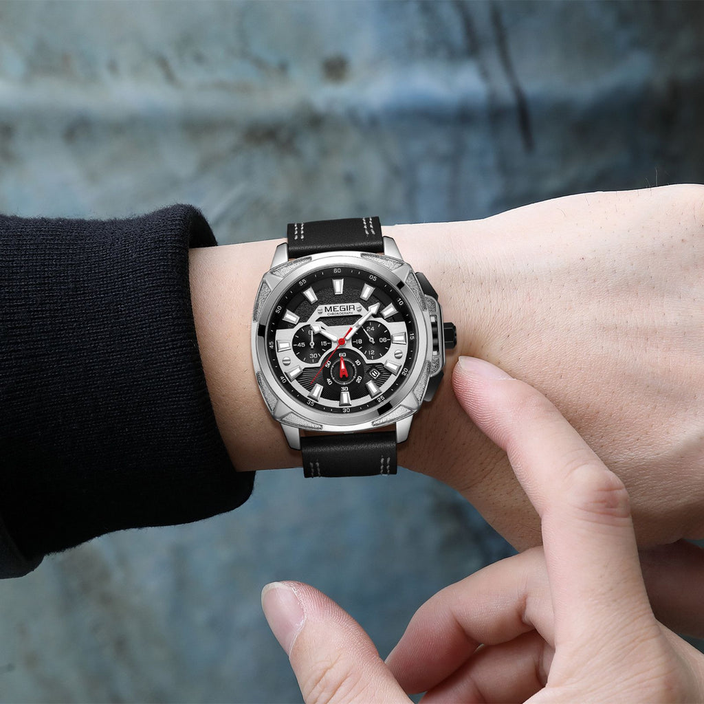 MEGIR Relogio Masculino Watches Men Fashion Leather Band Sports Military Watches Luxury Quartz Business Wristwatch Reloj Hombre 2128