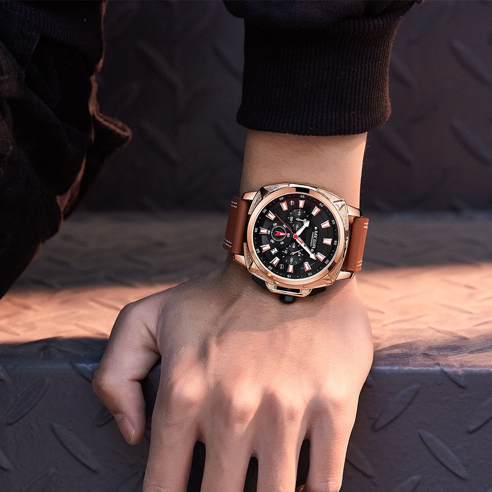 MEGIR Relogio Masculino Watches Men Fashion Leather Band Sports Military Watches Luxury Quartz Business Wristwatch Reloj Hombre 2128