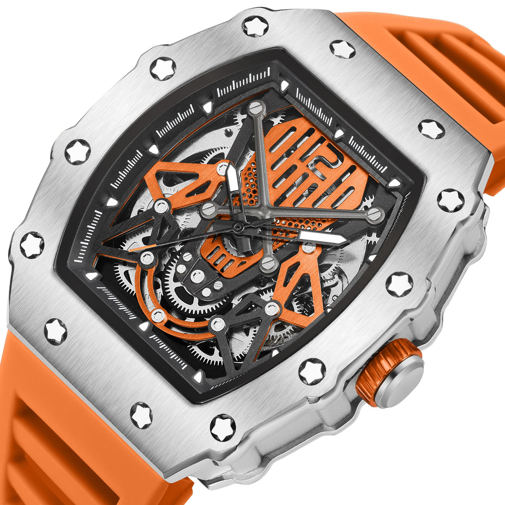 RUIMAS Luxury Watch Men Fashion Automatic Mechanical Watches Clock Silicone Strap Sport Casual Wristwatch Big Dial Reloj Hombre 341
