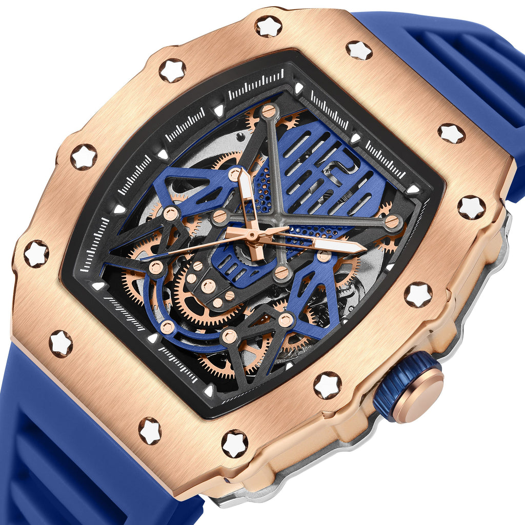 RUIMAS Luxury Watch Men Fashion Automatic Mechanical Watches Clock Silicone Strap Sport Casual Wristwatch Big Dial Reloj Hombre 341