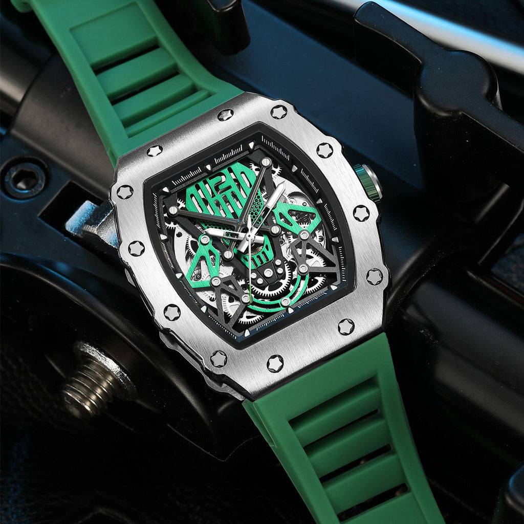 RUIMAS Luxury Watch Men Fashion Automatic Mechanical Watches Clock Silicone Strap Sport Casual Wristwatch Big Dial Reloj Hombre 341