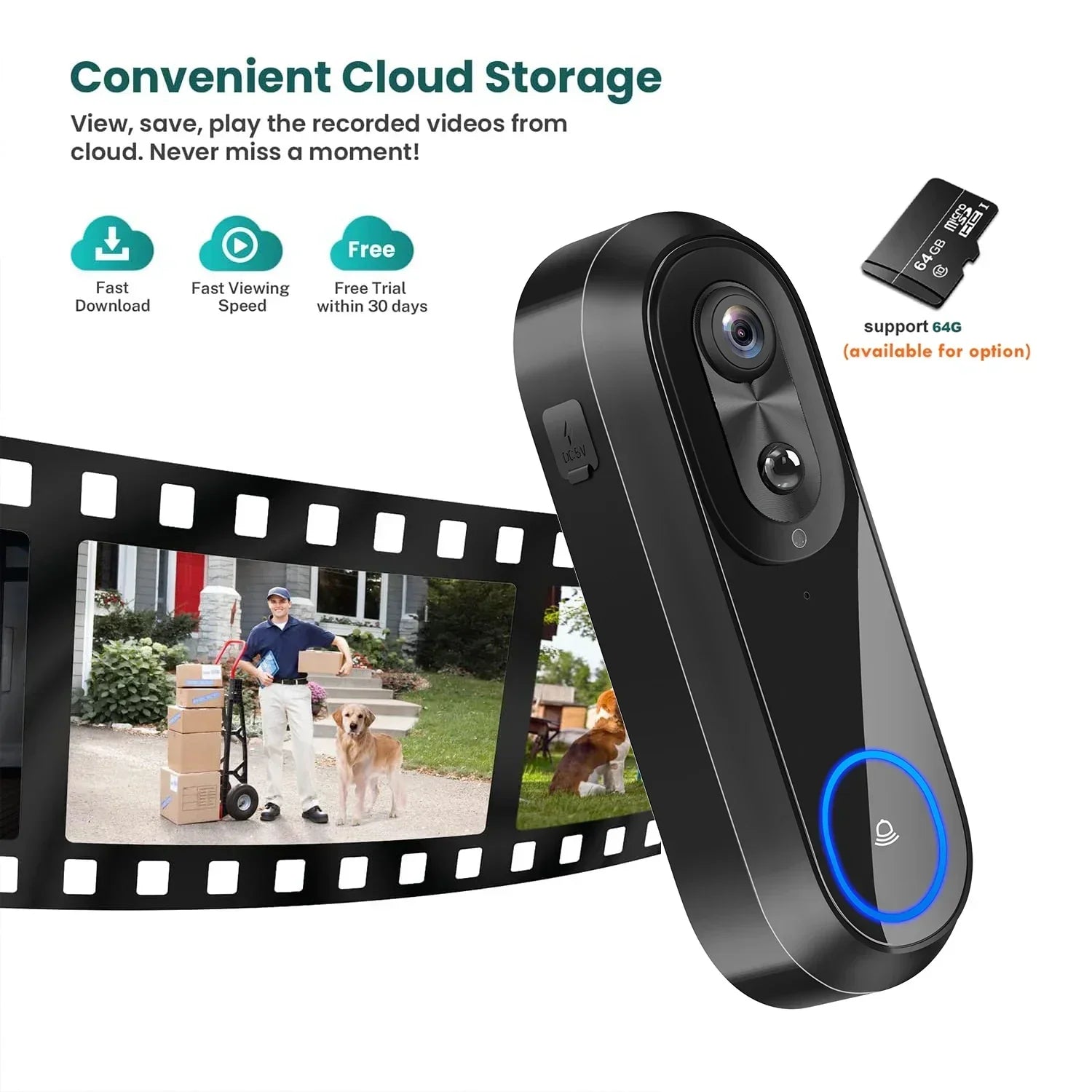 Wifi Video Doorbell Smart Camera (1080P)