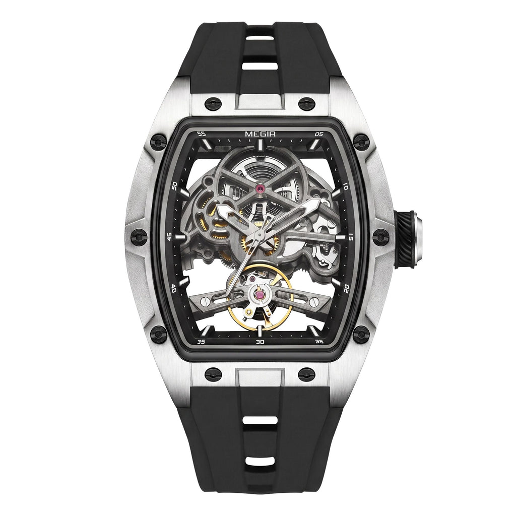 MEGIR Original Fashion Men Watches Automatic Mechanical Watch Steel Case Sport Skeleton Dial Wristwatch Waterproof Clock Reloj Hombre 2242