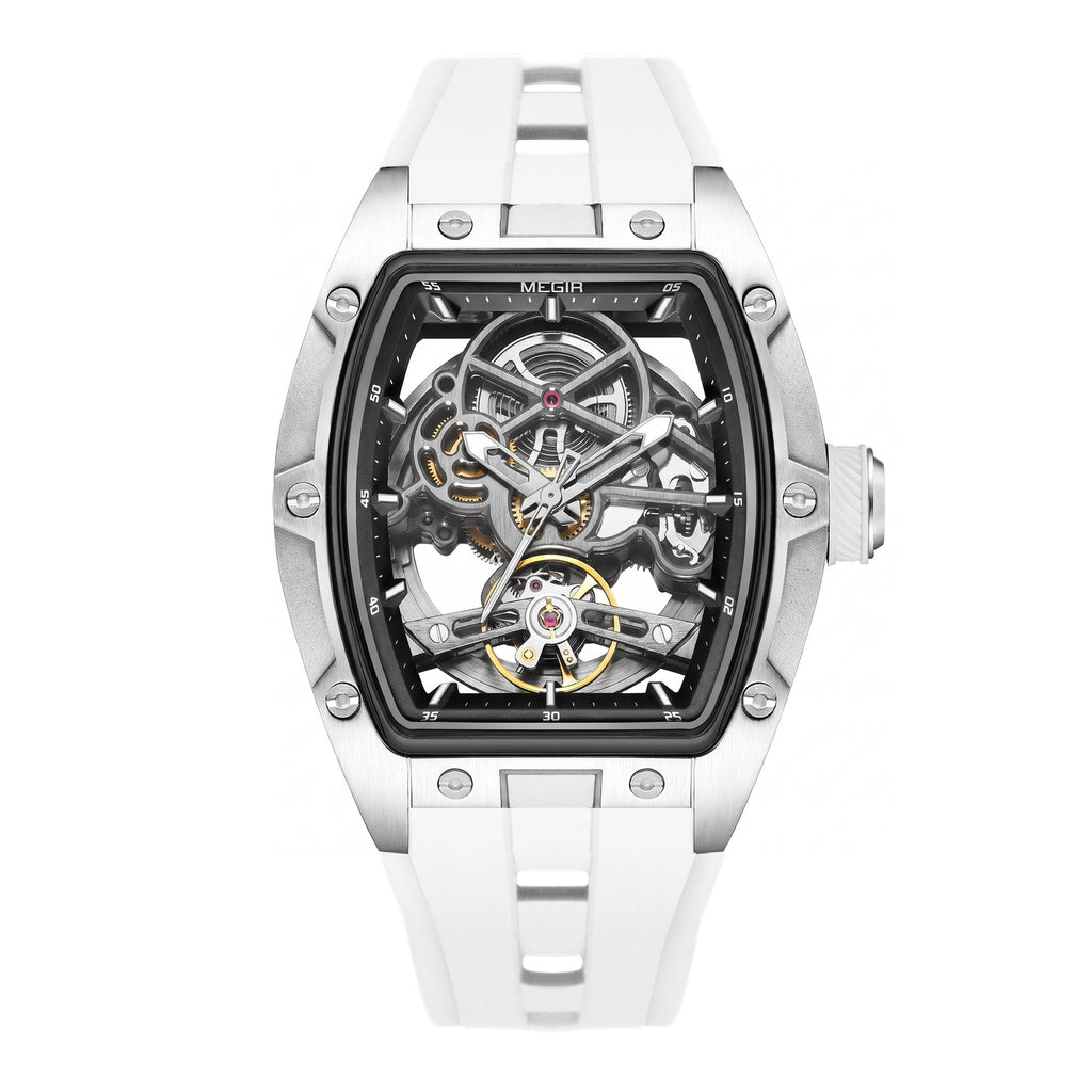 MEGIR Original Fashion Men Watches Automatic Mechanical Watch Steel Case Sport Skeleton Dial Wristwatch Waterproof Clock Reloj Hombre 2242