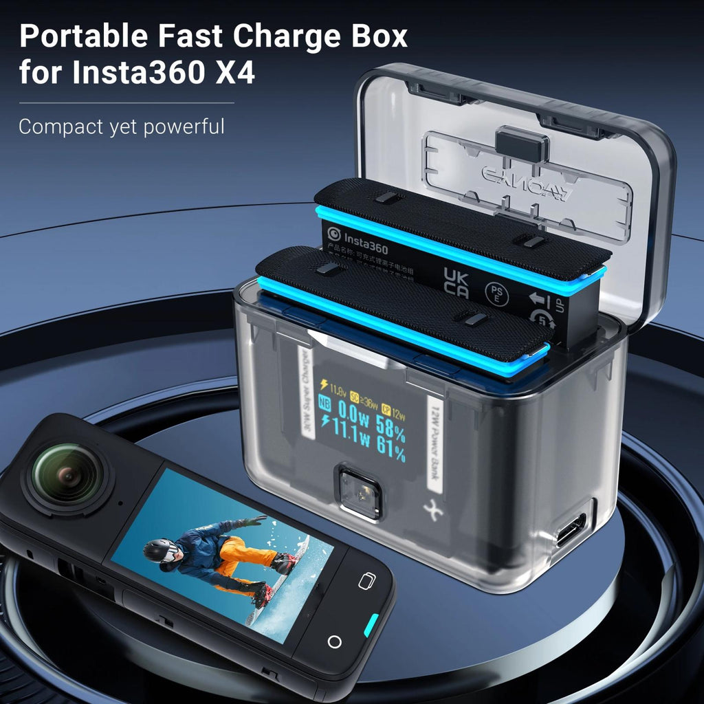 NNEIDS Smart Dual Charging Box For Insta360 X4 Camera