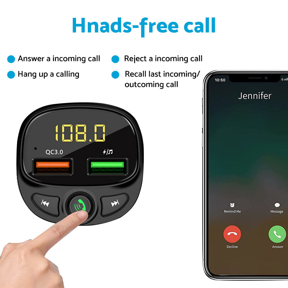Car Phone Charger FM Transmitter Suitable for iPhone Samsung