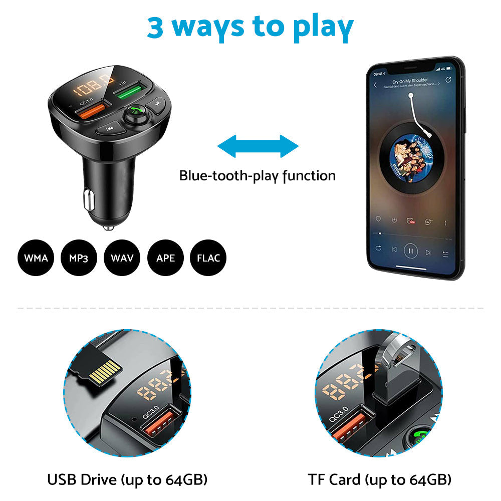 Car Phone Charger FM Transmitter Suitable for iPhone Samsung