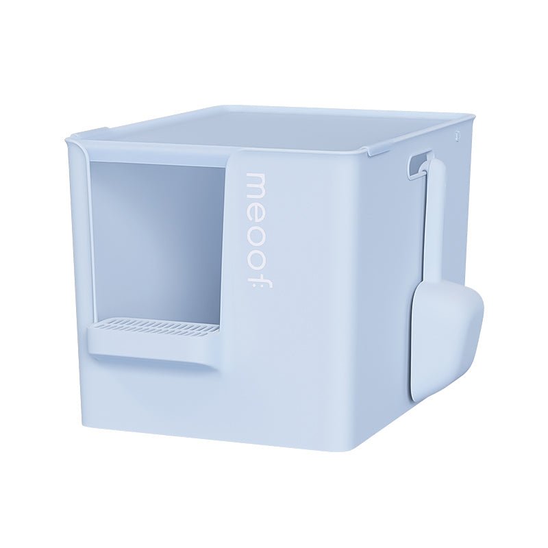 Extra Large Semi-Enclosed Cat Litter Box with Step & Scoop Set