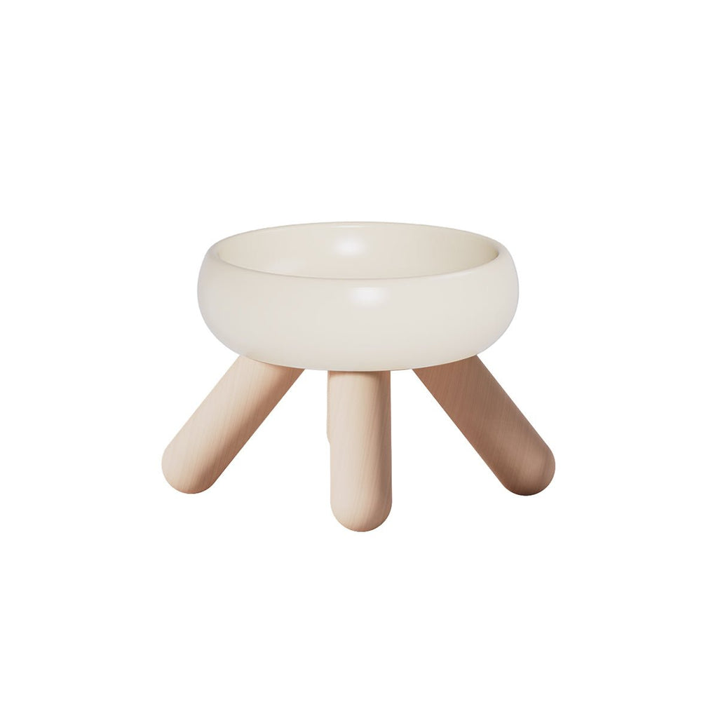 Gulu Elevated Ceramic Pet Food Bowl with Wooden Stand