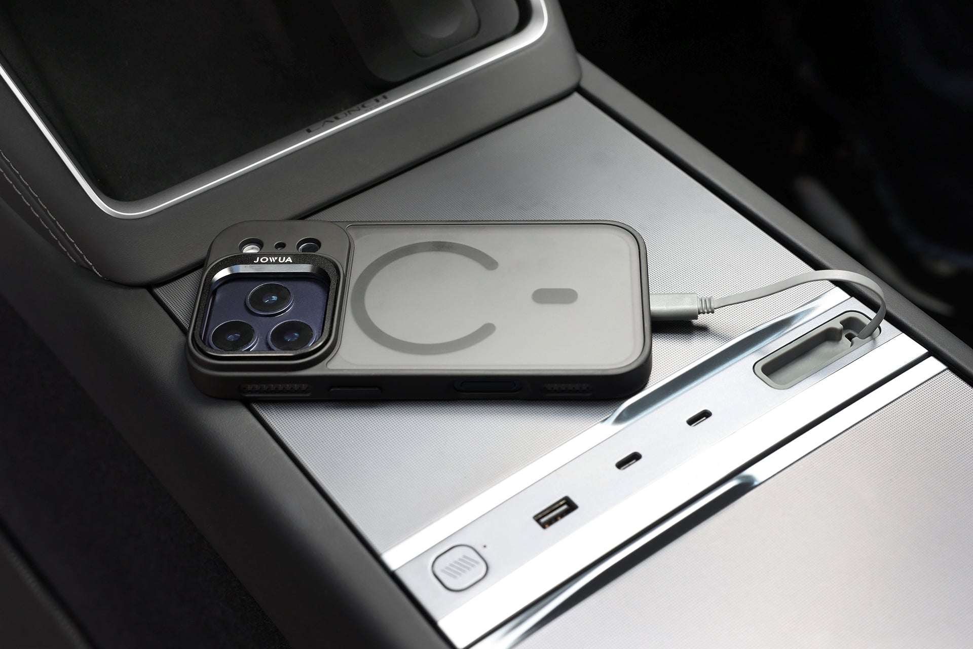 iPhone Case for Tesla Car Mount with MagSafe + Phone Tether Tab Set (iPhone 17 Series)