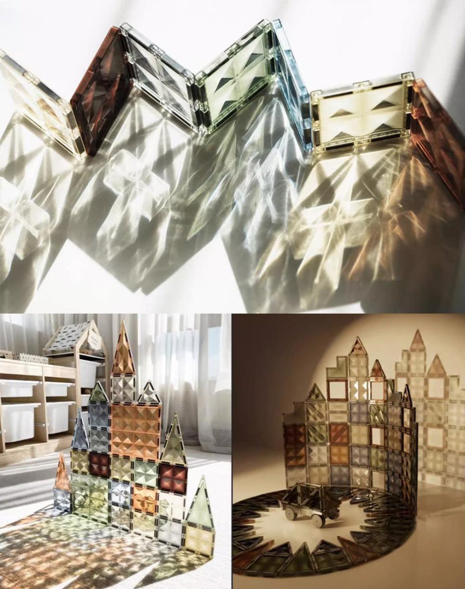 Nature World 100pcs Transparent Magnetic Tiles With Storage Box
